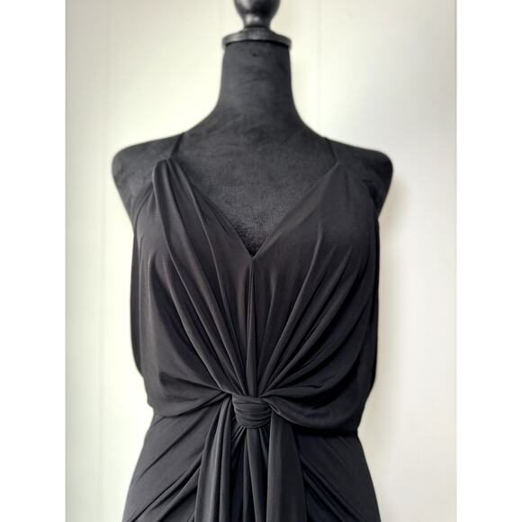 MISA Los Angeles Black Domino Draped Front Tie Dress Size XS - Picture 2 of 10
